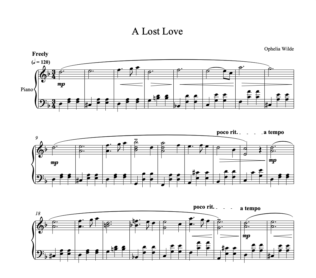 a lost love - Piano Sheet Music