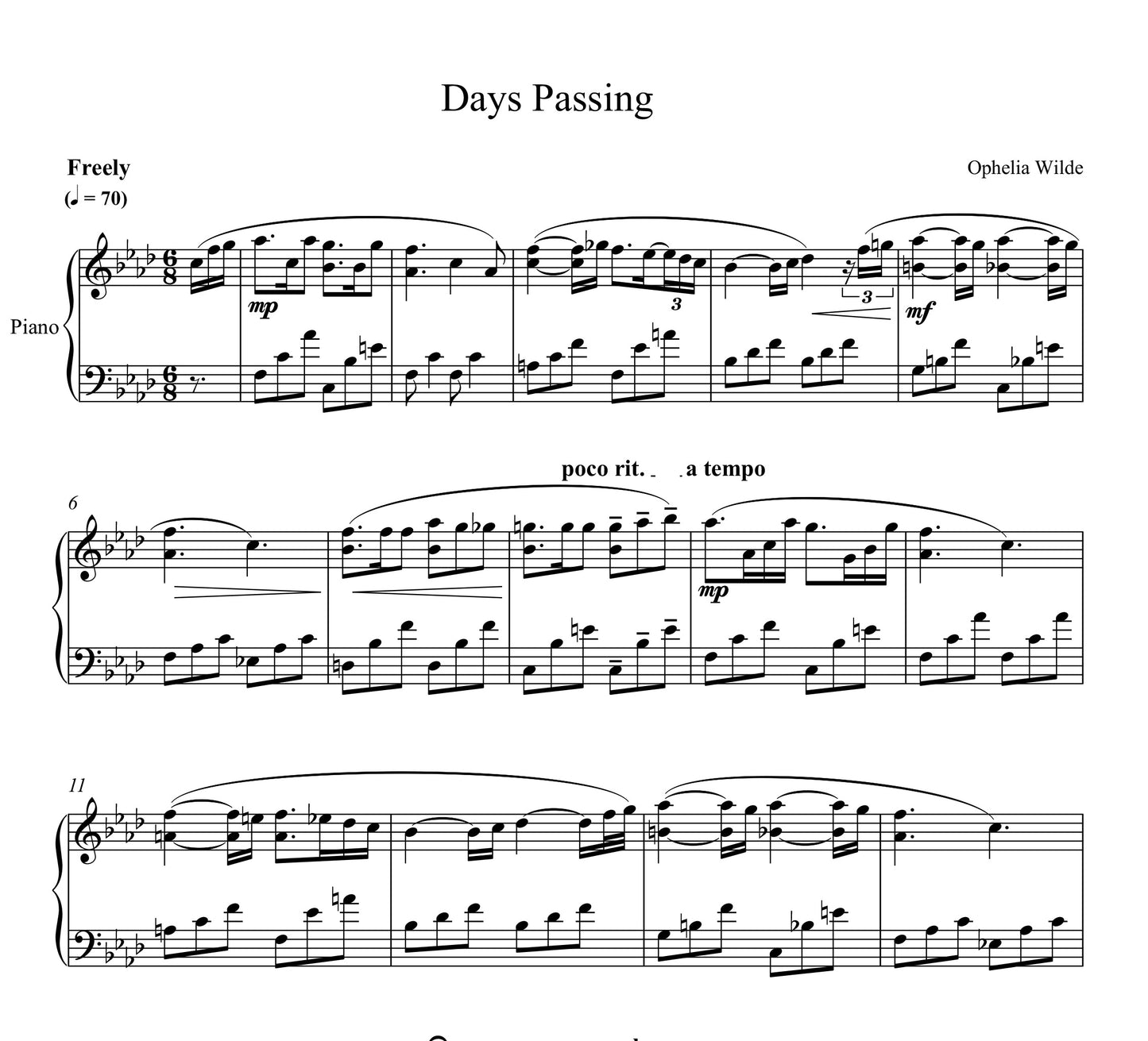 days passing - Piano Sheet Music