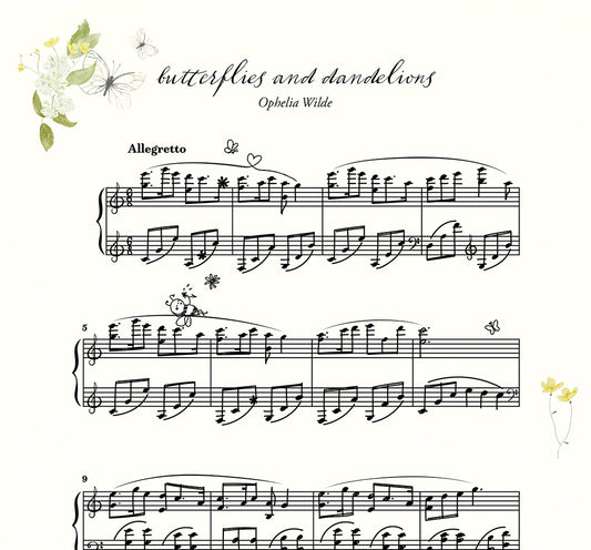 butterflies and dandelions - Piano Sheet Music