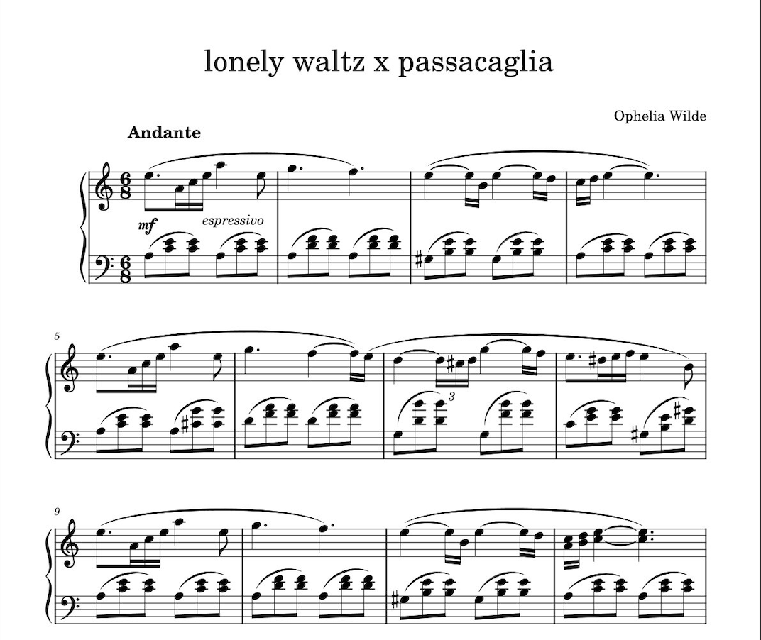 lonely waltz x passacaglia- Piano Sheet Music