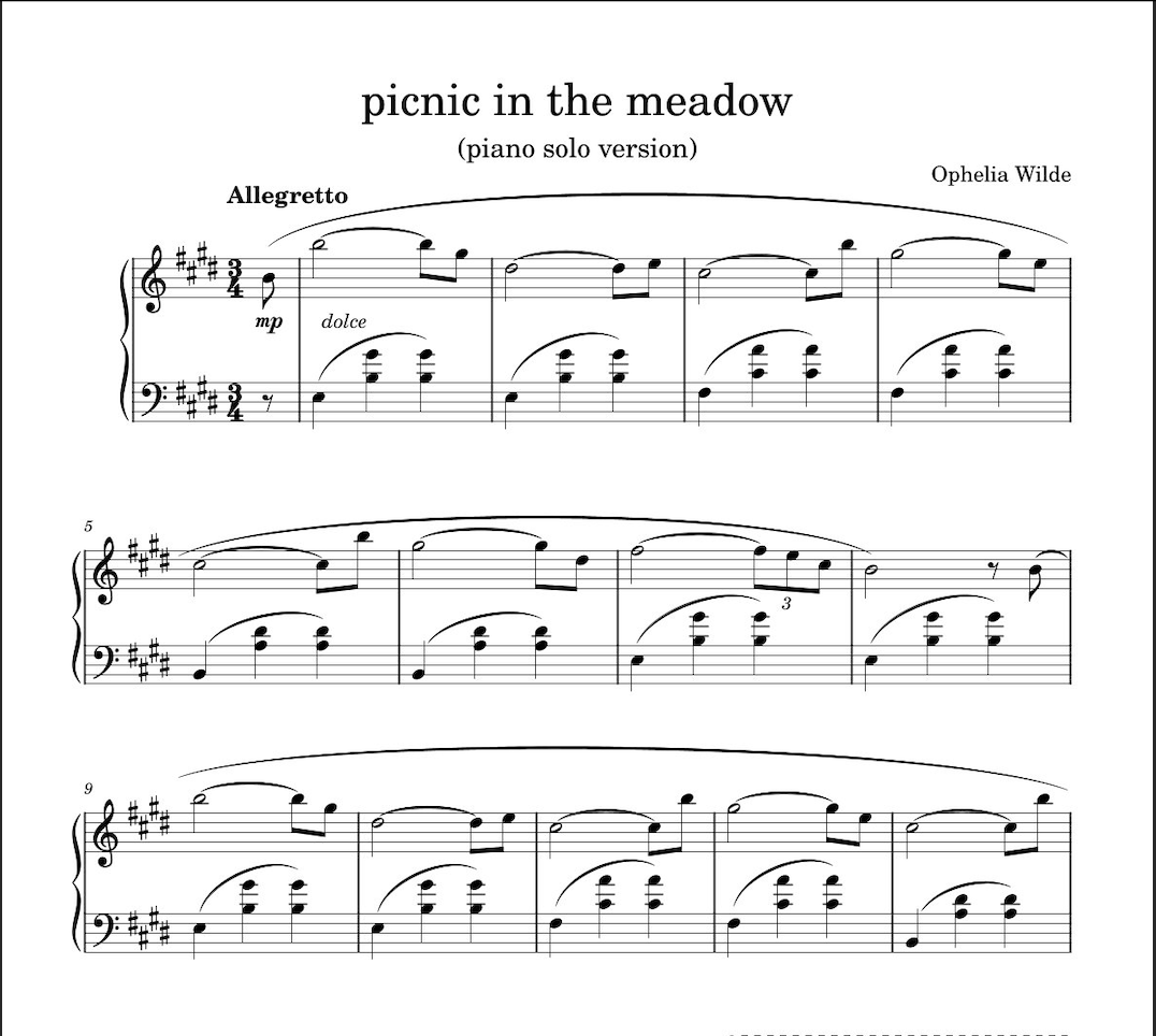 picnic in the meadow - Piano Sheet Music