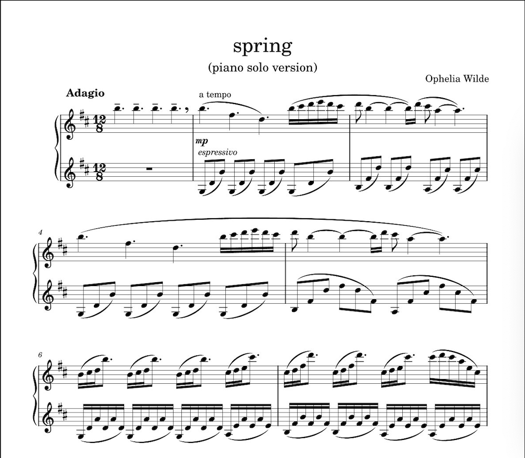 spring (piano solo version) - Piano Sheet Music