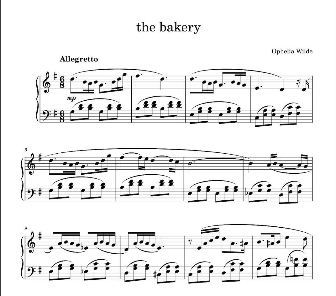 the bakery - Piano Sheet Music