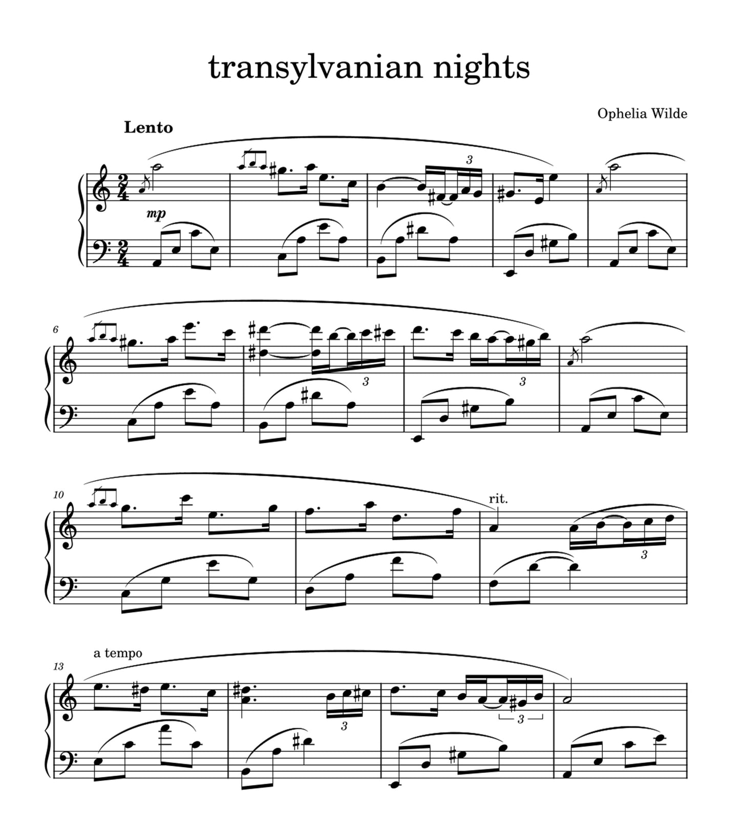 transylvanian nights - Piano Sheet Music